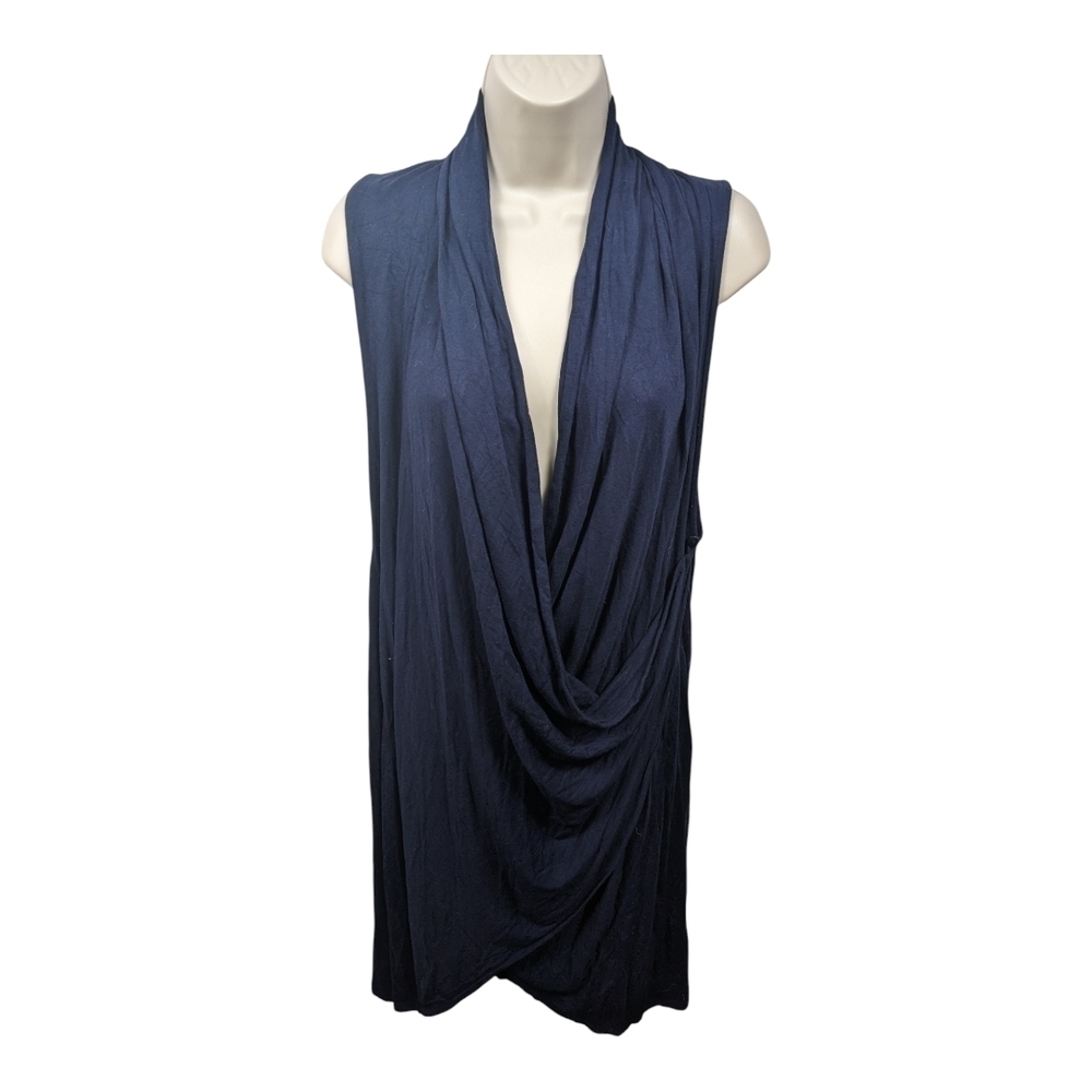 Pomegranate Moon Elegant Navy Sleeveless Wrap Cardigan Sz O/S